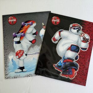Vintage Coca Cola Coke Soft Drink Folder Polar Bear 1998 Memorabilia Set of 2